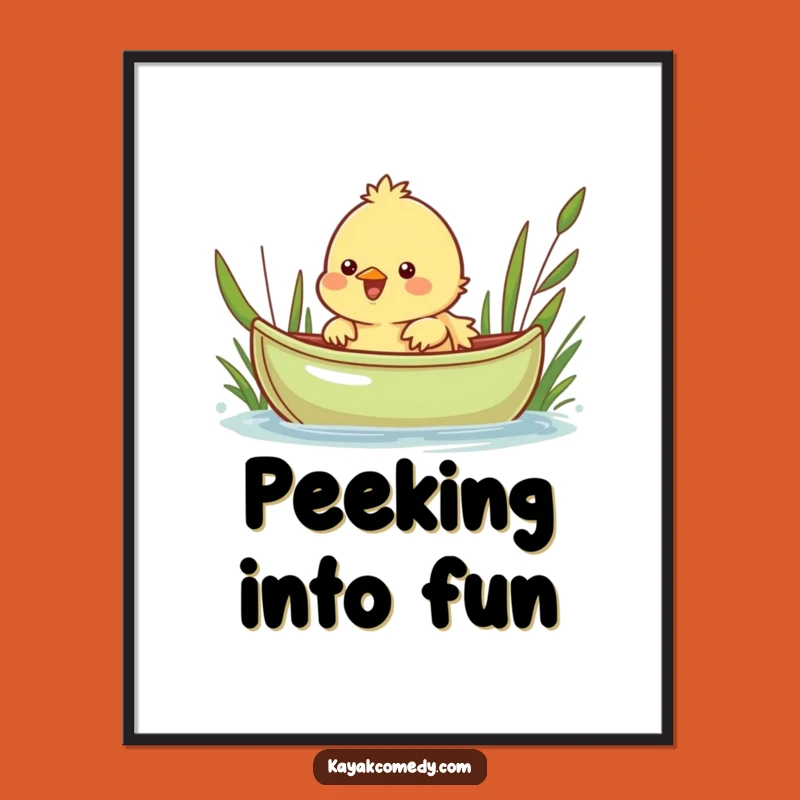 Funny Chick Kayaking Digital Art Print: Instant Cheer for Your Walls