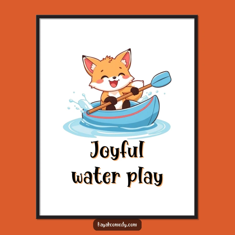 Funny Fox Cub Splashing Digital Art Print: Instant Glee for Your Walls