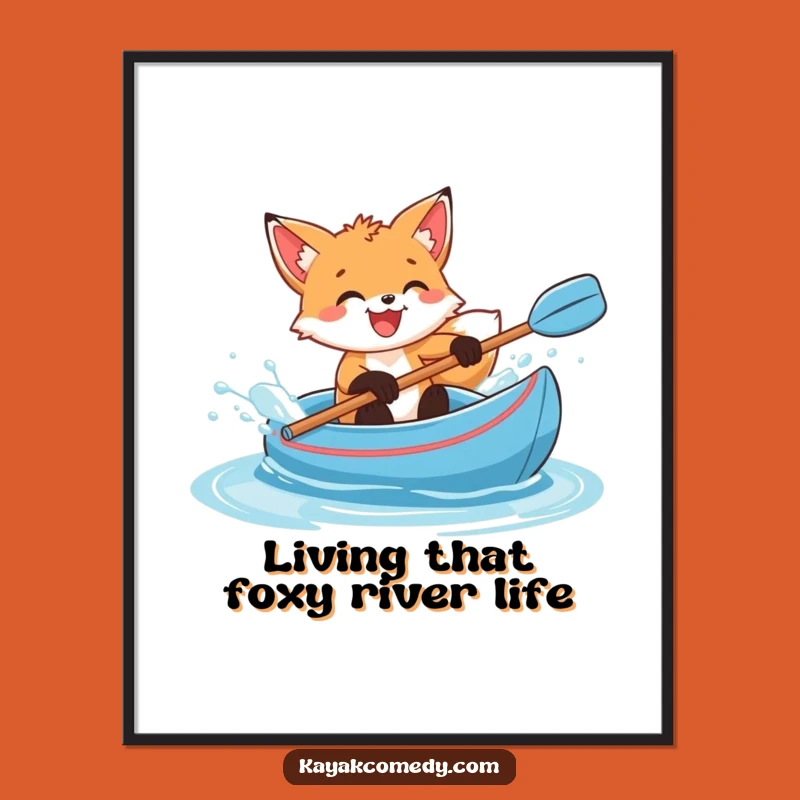 Free Printable Fox Cub Wall Art: Splashing Kayak Downloadable Decor