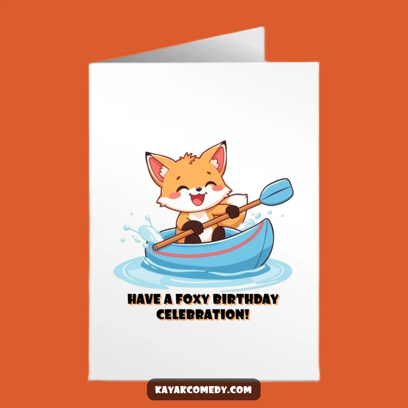 Free Printable Fox Cub Birthday Card: Glee Splashing Kayak Gift Download