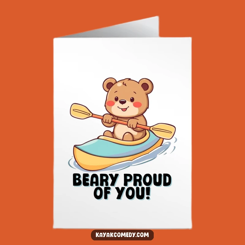 Free Printable Bear Cub Congratulations Card: Kayak Paddler Success Download